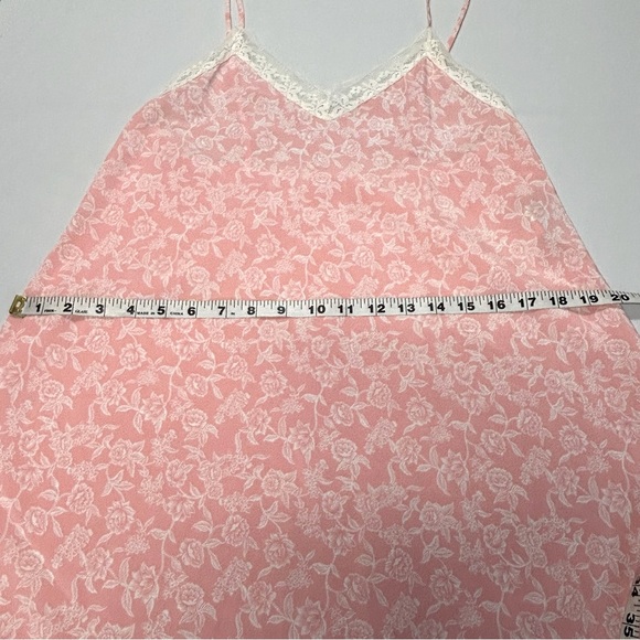 Vintage Natori Slip Dress Nightgown Size M Floral Lace Stretch Coquette Pink - Picture 7 of 11
